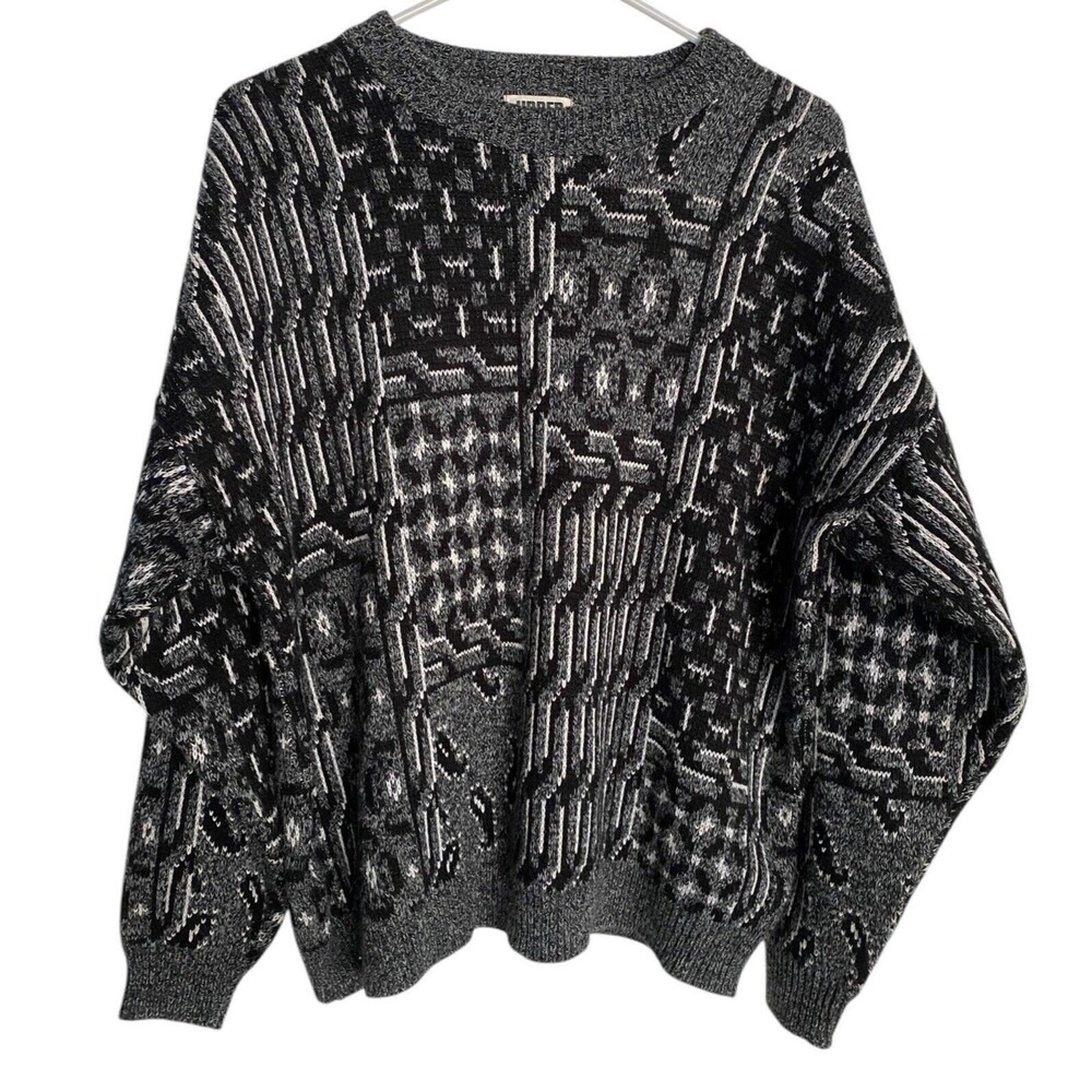 Retro Knit Sweater Abstract Geometric Paisley